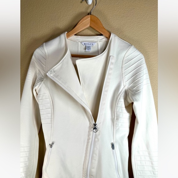 ATHLETA Magnolia White MOTO Jacket Full Zip Size S/T - Picture 7 of 10